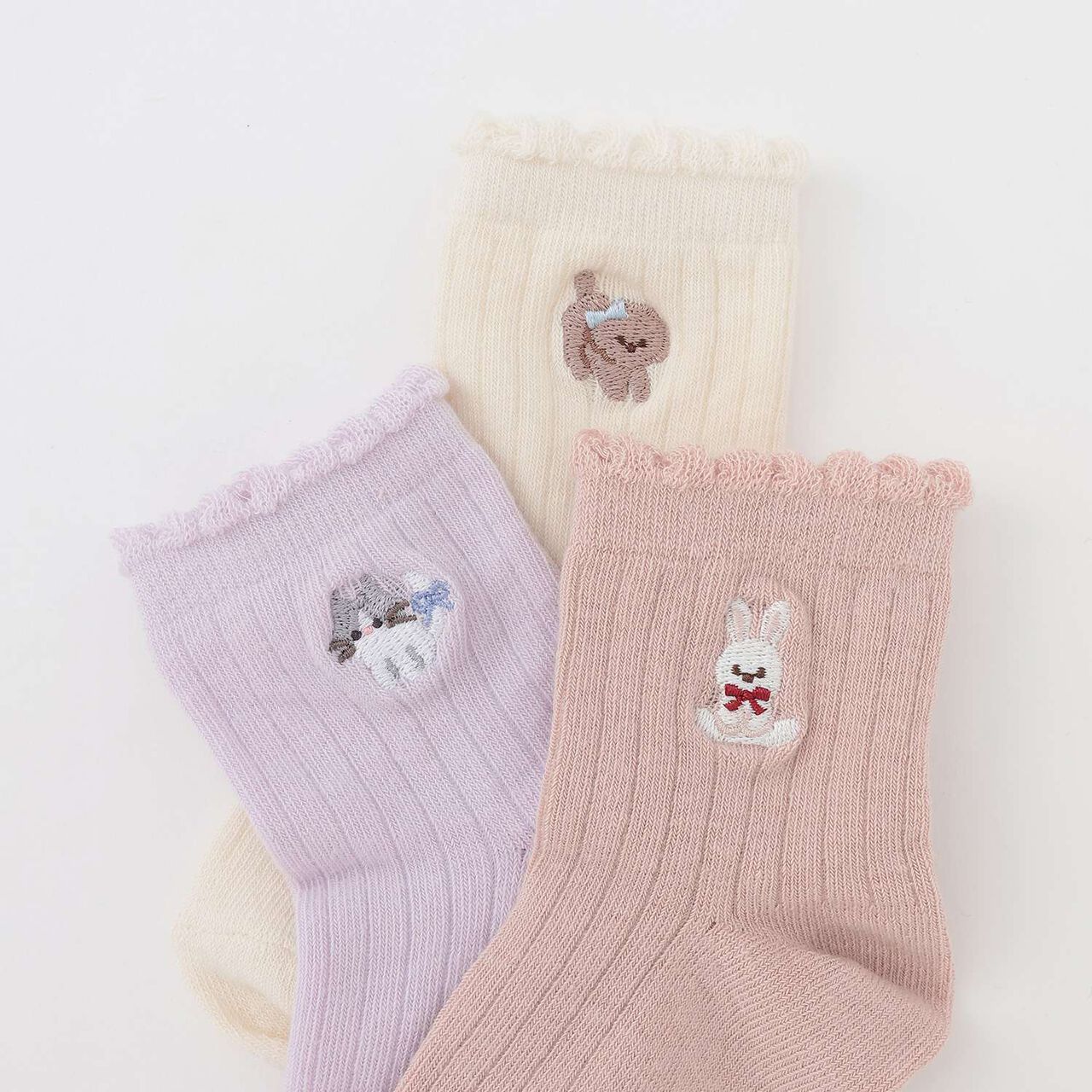 GIRLS Animal Embroidery Socks 2-Pack,Moderate pink, large image number 2