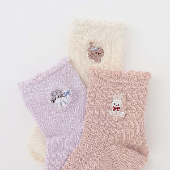GIRLS Animal Embroidery Socks 2-Pack,Moderate pink, medium image number 2