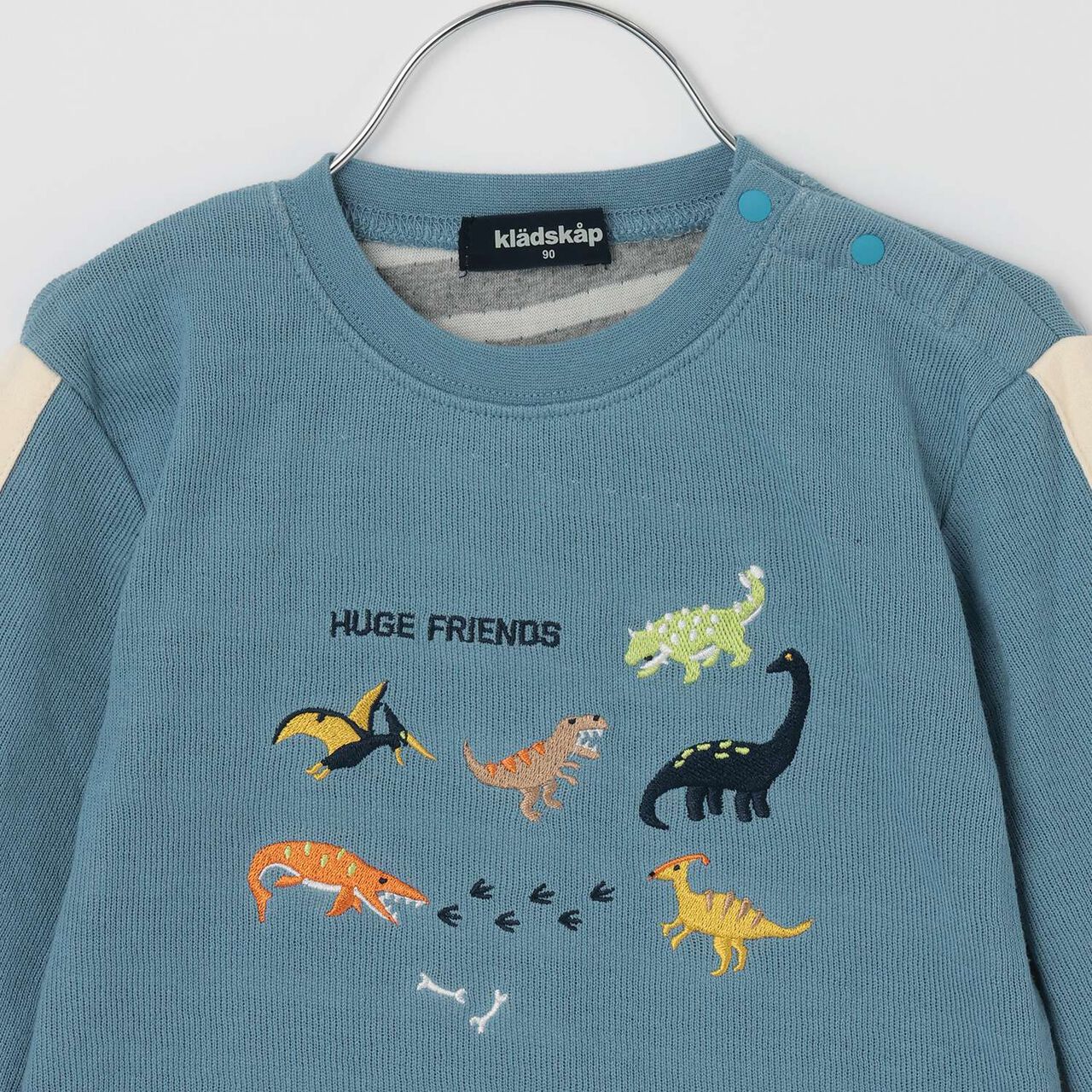 [Restock] Dinosaur Embroidery Sleeve Line Long-Sleeve T-Shirt,Gray, large image number 2