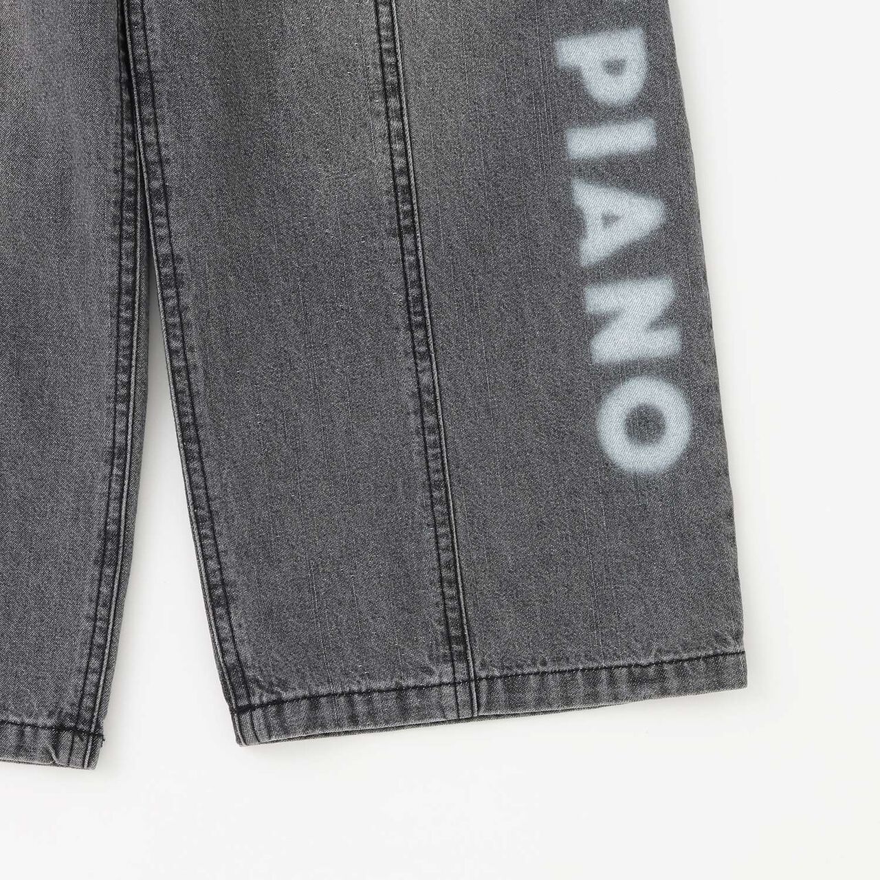 Wide Denim Pants with Logo Print,Gray, large image number 6