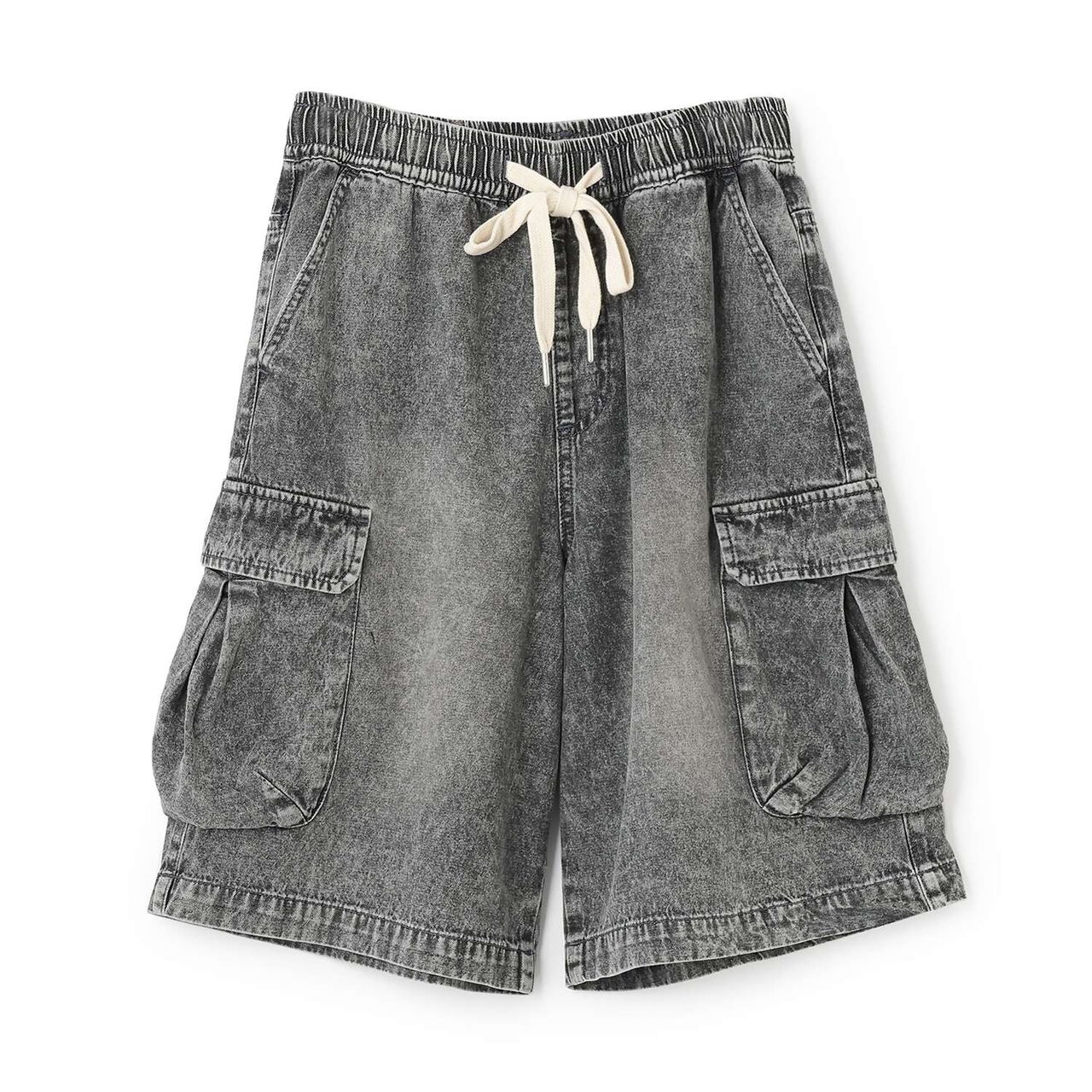 Half Denim Cargo Pants,Blue, large image number 5