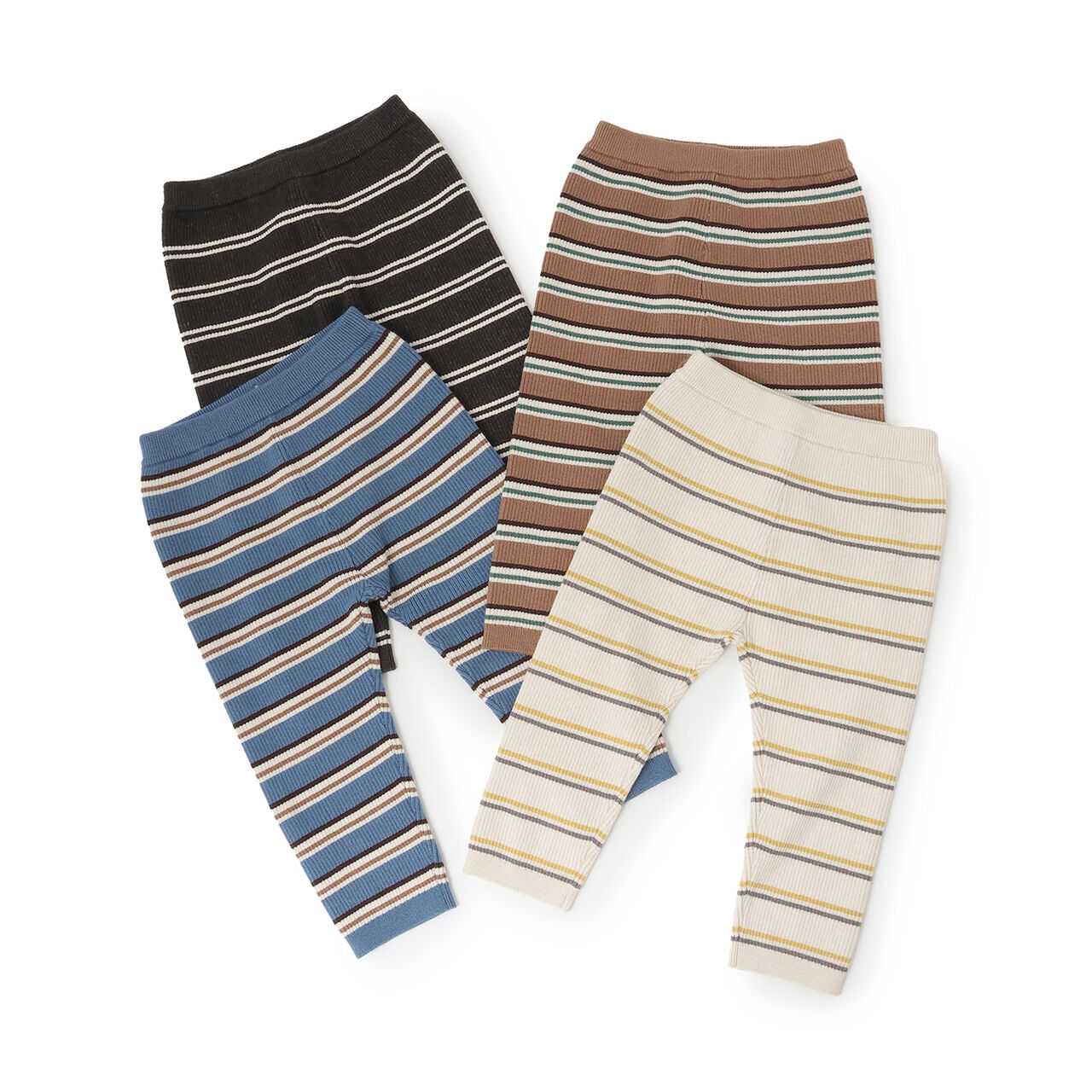 [Washable] Multi-Stripe Knit Leggings,Charcoal gray, large image number 5