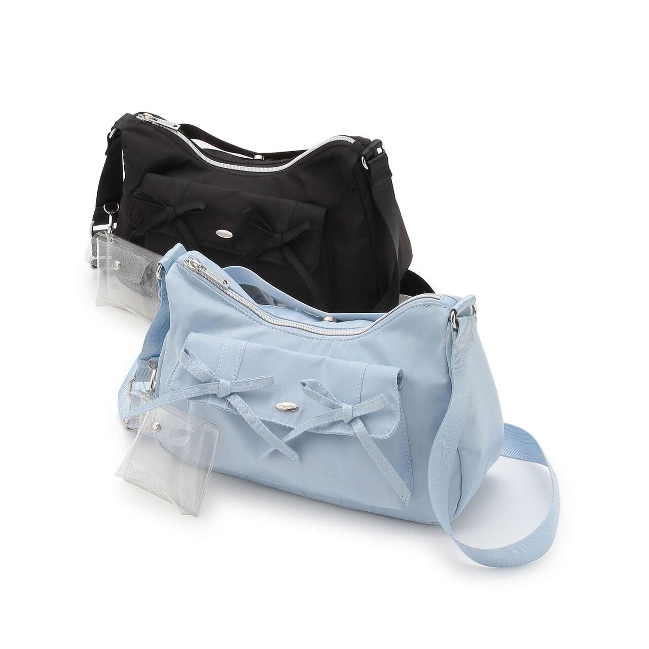 Sparkling Ribbon Shoulder Bag with Pouch,Light blue, large image number 9