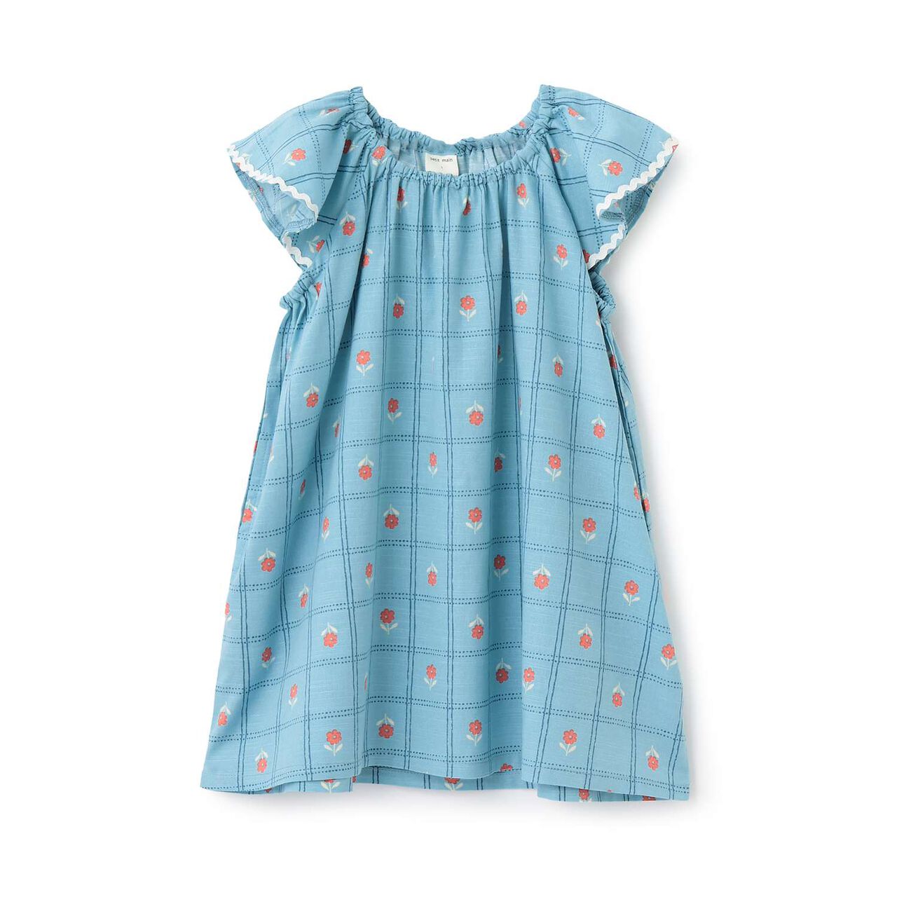 [Link] Cotton Rayon All-Over Pattern Short-Sleeve One-Piece Dress,Black, large image number 13