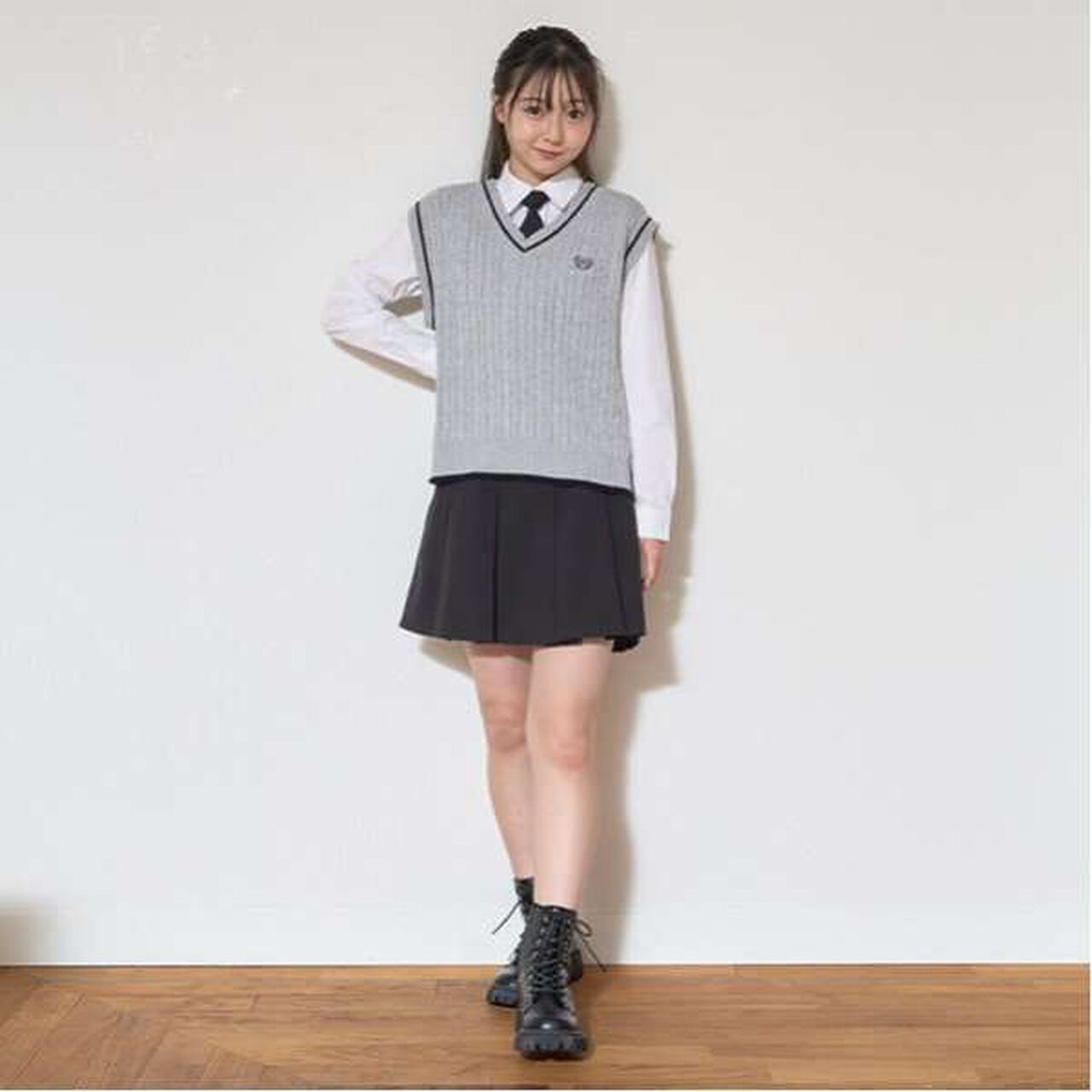 Graduation Attire Box Pleated Skirt-Pants,Light gray, large image number 6