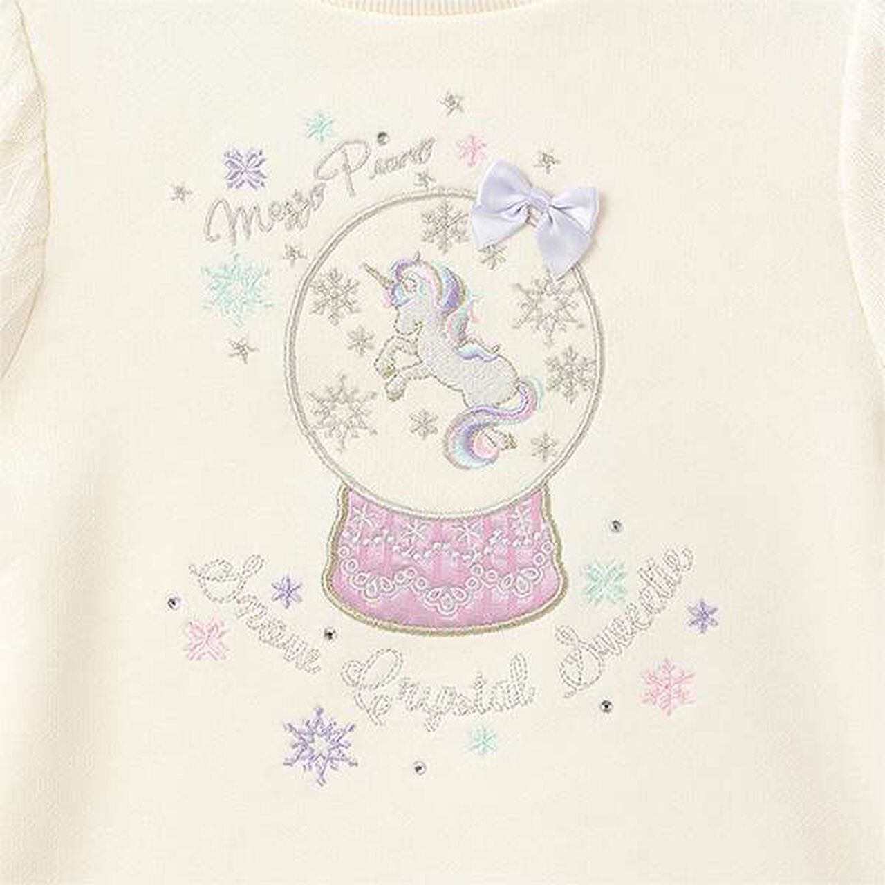 Tulle Sleeve Unicorn Sweater,Ivory, large image number 3
