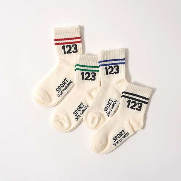 123 Line Crew Socks,Red, medium image number 1