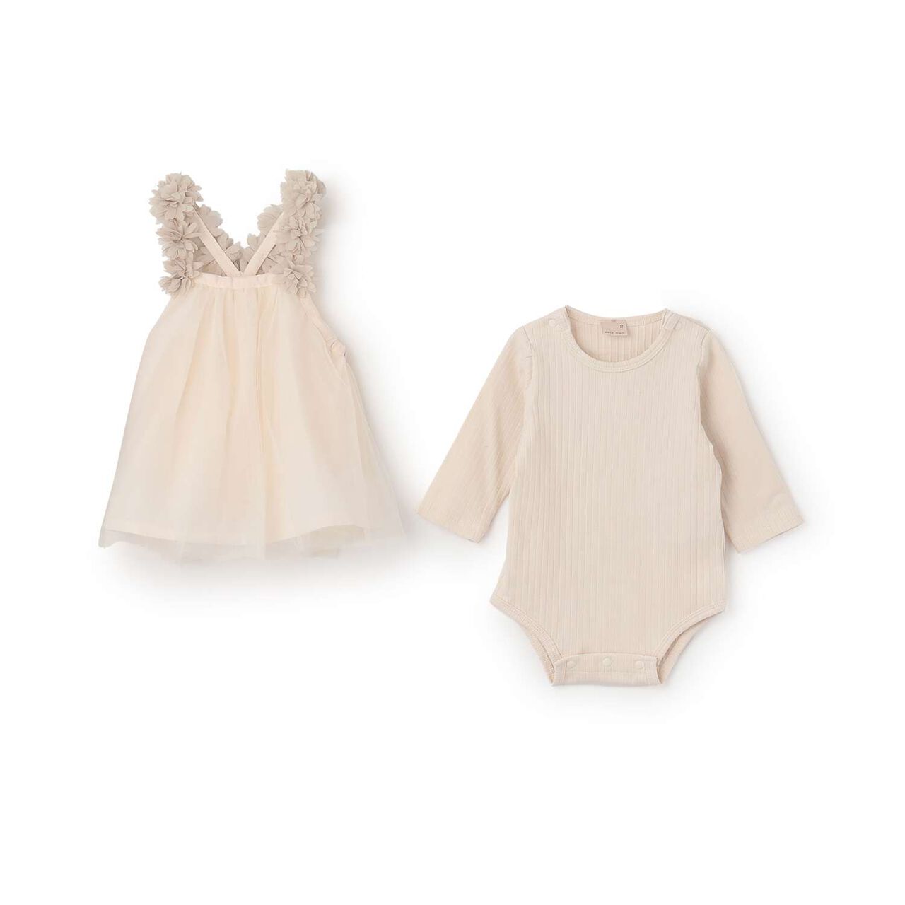 Flower Tulle Long-Sleeve OP Set,Light pink, large image number 4