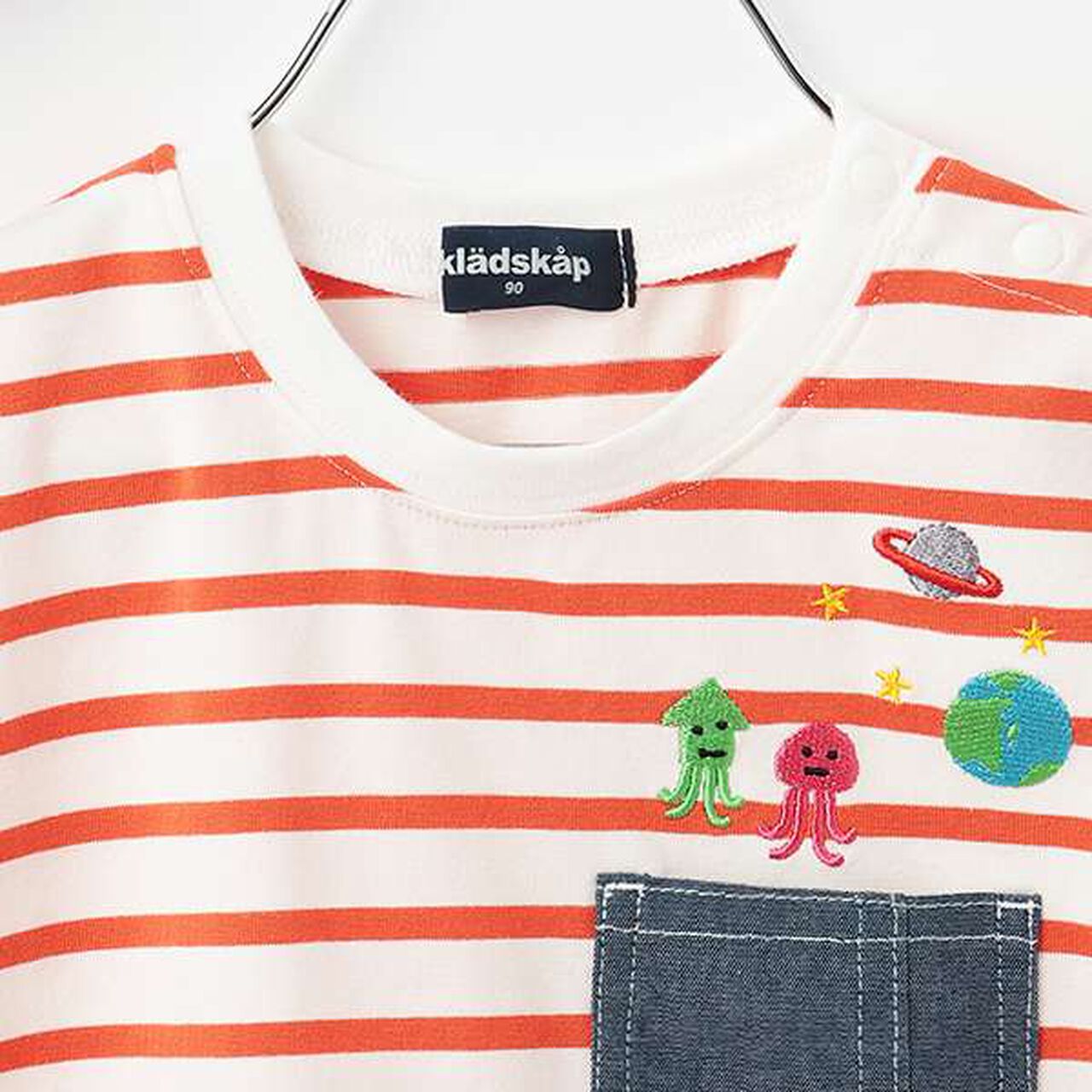 Alien Stripe Short Sleeve T-Shirt from Pocket,Off white, large image number 8