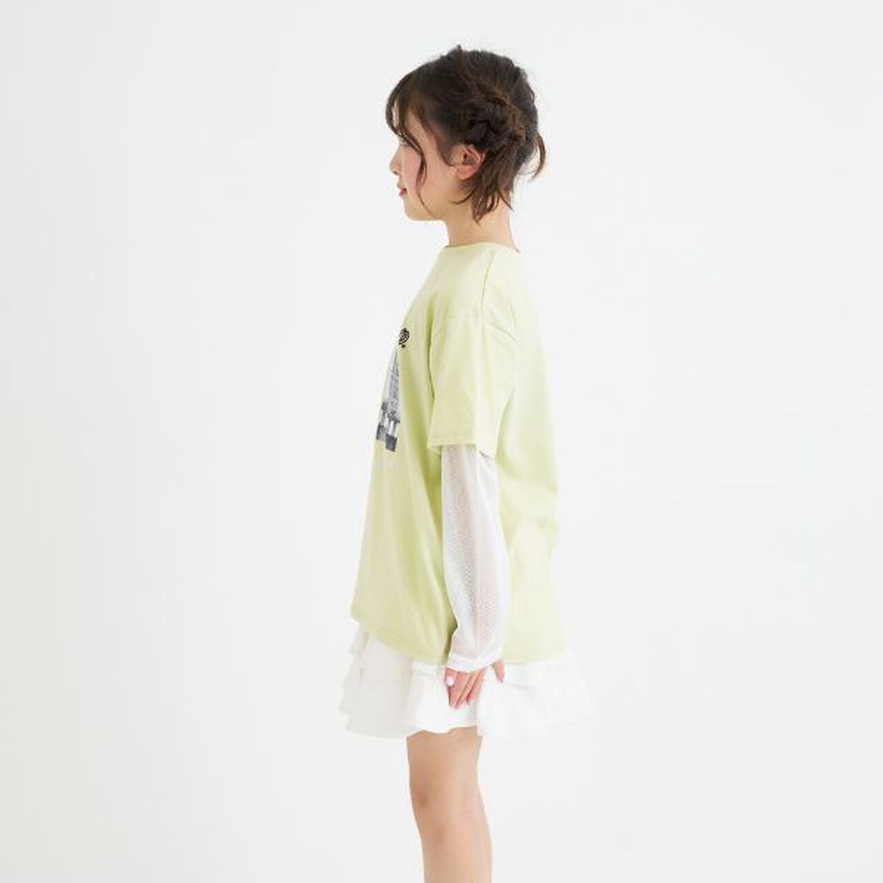 Mesh Sleeve Combination Big T-Shirt,Off white, large image number 15