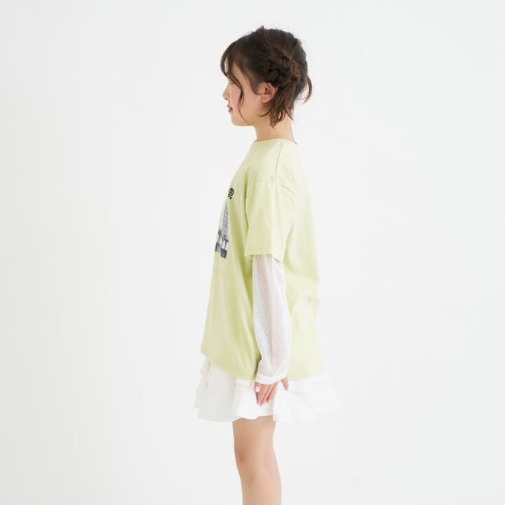 Mesh Sleeve Combination Big T-Shirt,Off white, medium image number 15
