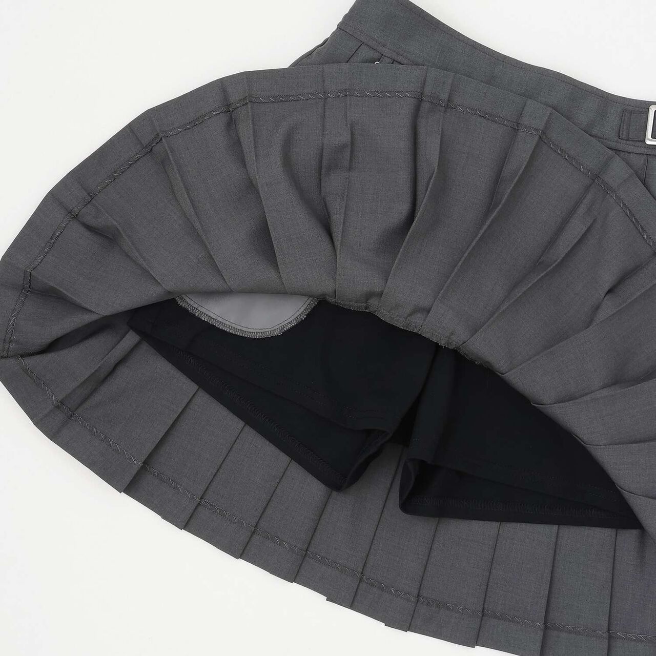 3-Tier Pleated Skirt-Pants with Letter Pouch,Gray, large image number 8
