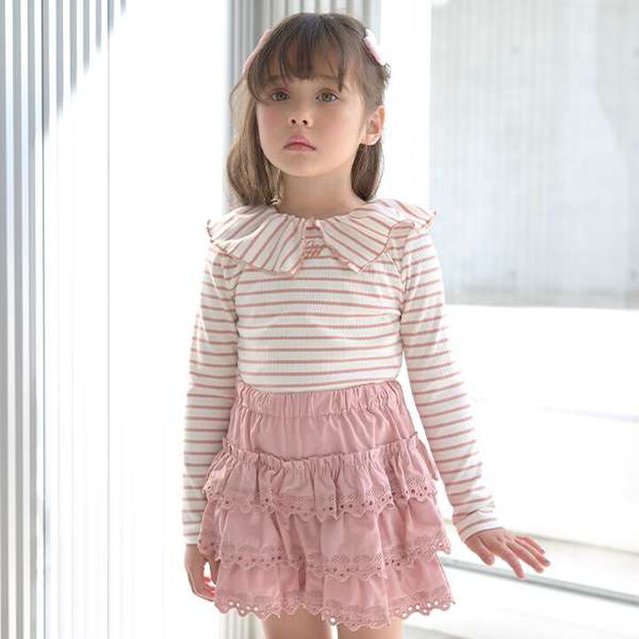 Front and Back Both OK! Collared Long-Sleeve T-Shirt,Pink, medium image number 4