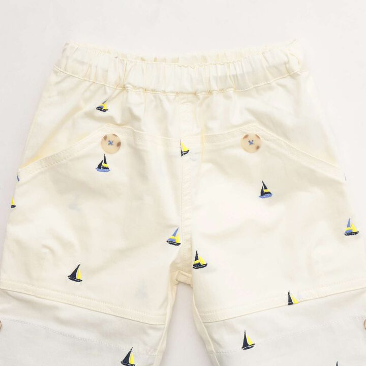 Yacht Embroidery Half Pants,Pearl white, medium image number 2