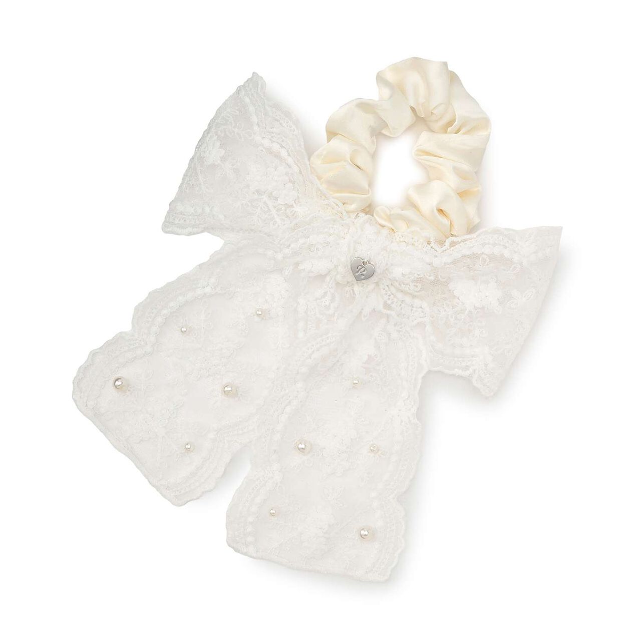 Lace Ribbon Scrunchie,Black, large image number 5