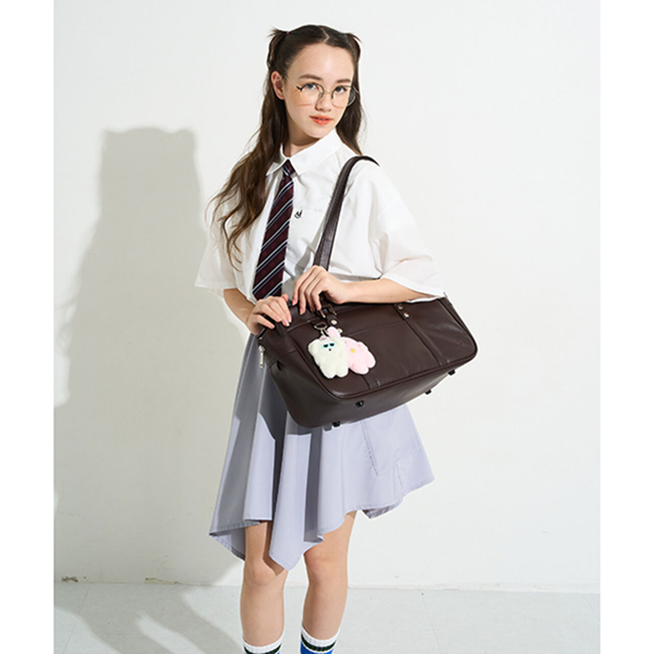 [AMI] Waist Wrap Shirt Style Skirt with Shorts,Light gray, large image number 6