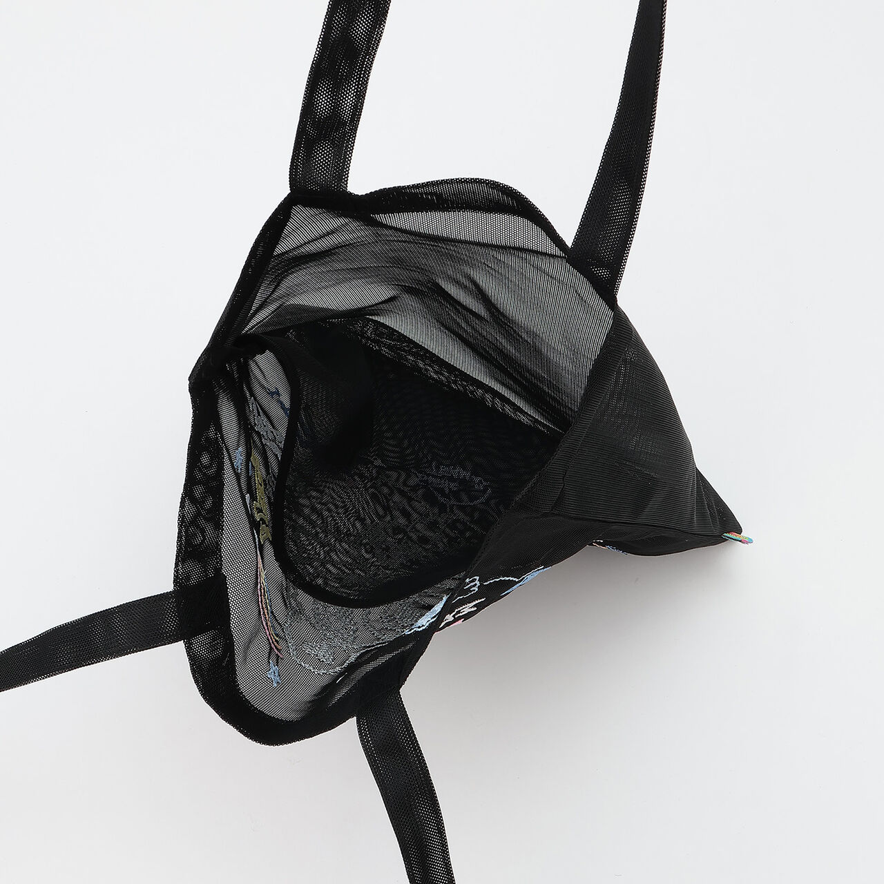 Mr. Nakamura Embroidered Mesh Tote Bag,Black, large image number 8