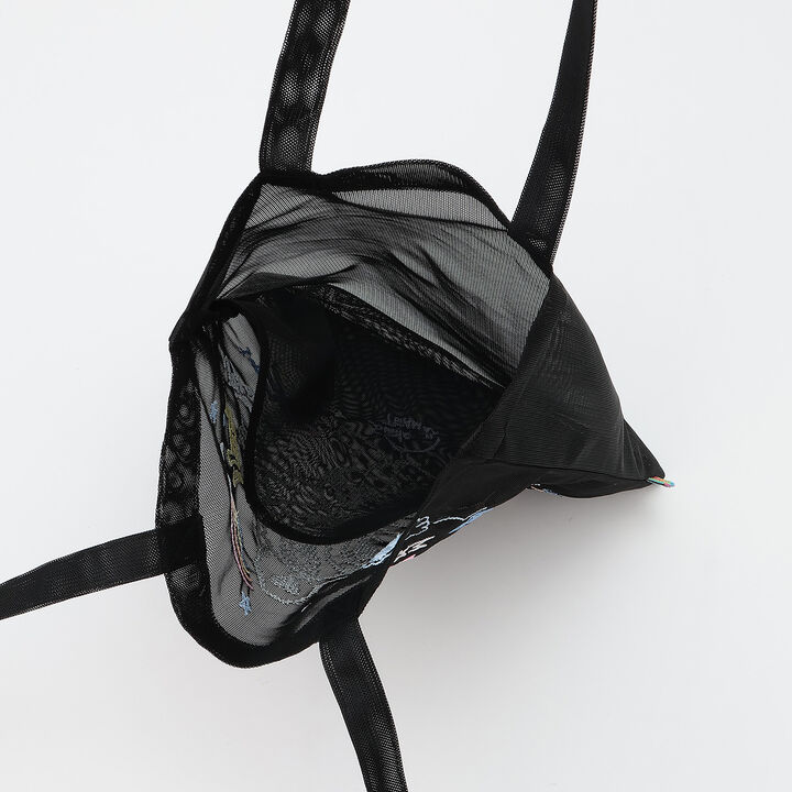 Mr. Nakamura Embroidered Mesh Tote Bag,Black, medium image number 8