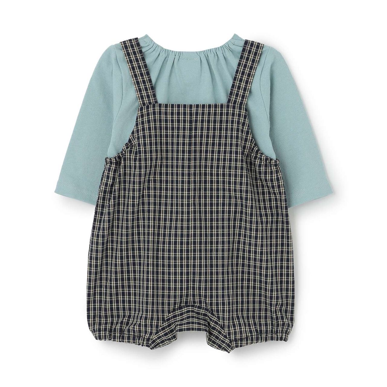 Checkered Overalls Set,Navy, large image number 3