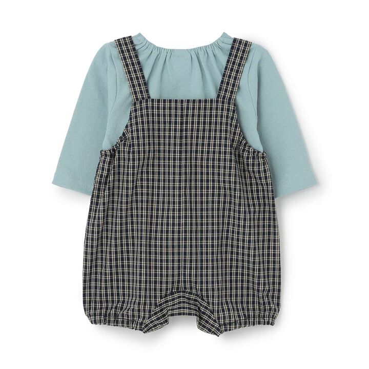 Checkered Overalls Set,Navy, medium image number 3