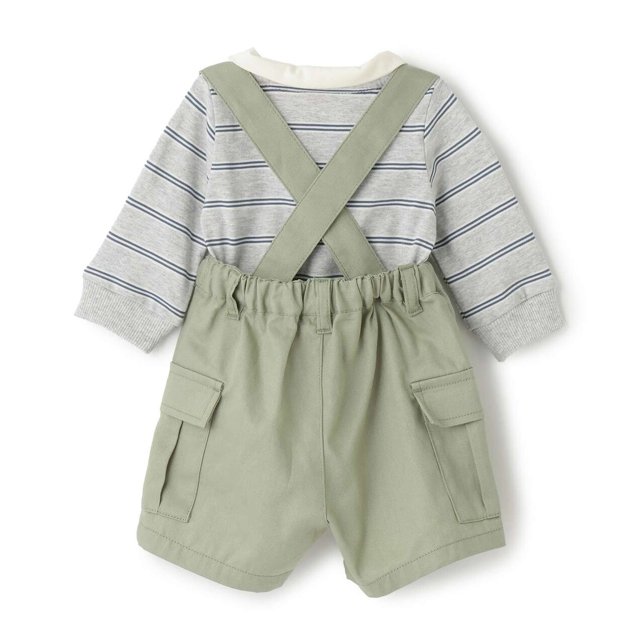 Suspender Cargo Pants Set,Gray, large image number 1