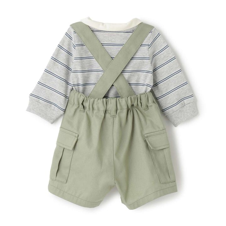 Suspender Cargo Pants Set,Gray, medium image number 1