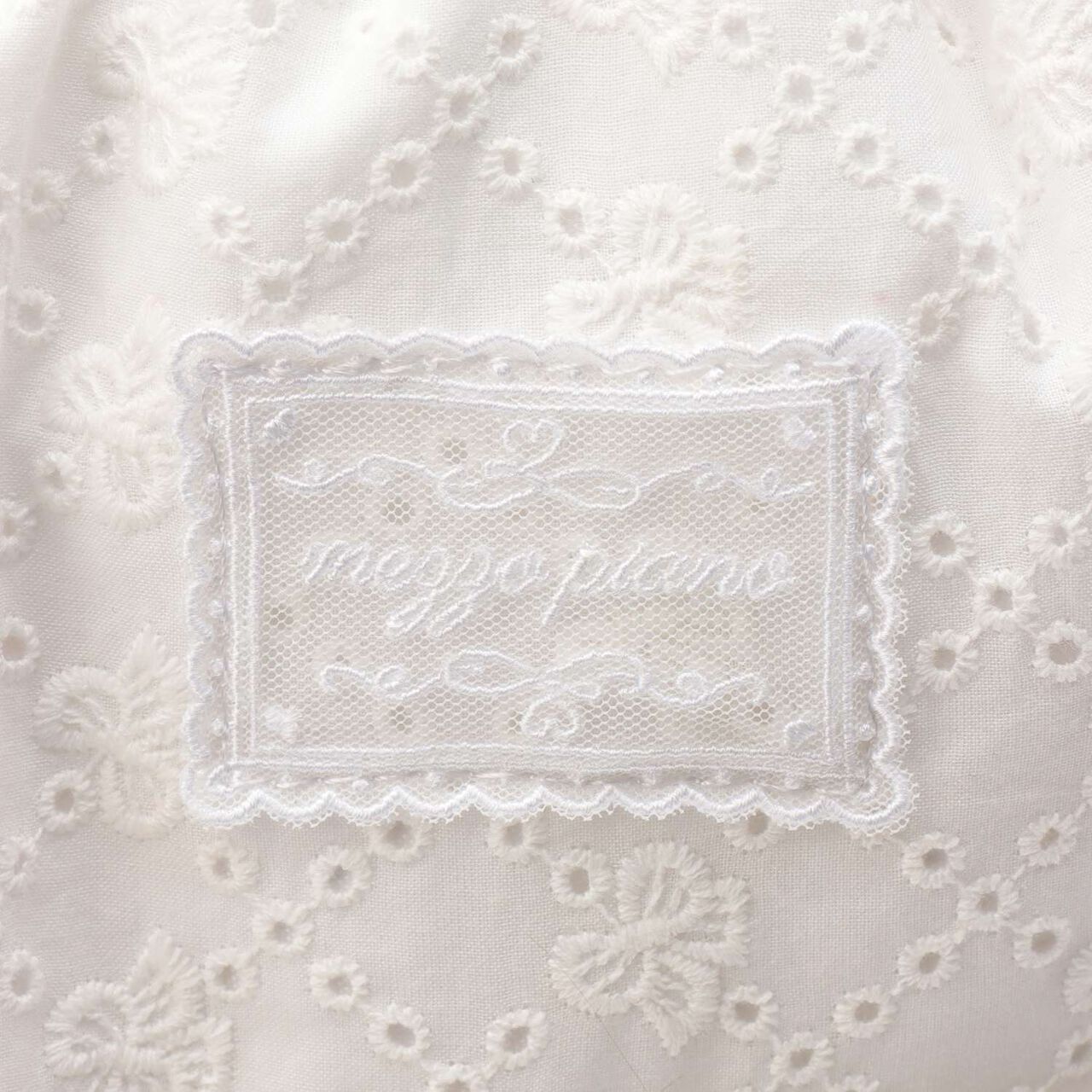 A4-Compatible Ribbon Pattern Lace Knapsack,Off white, large image number 3