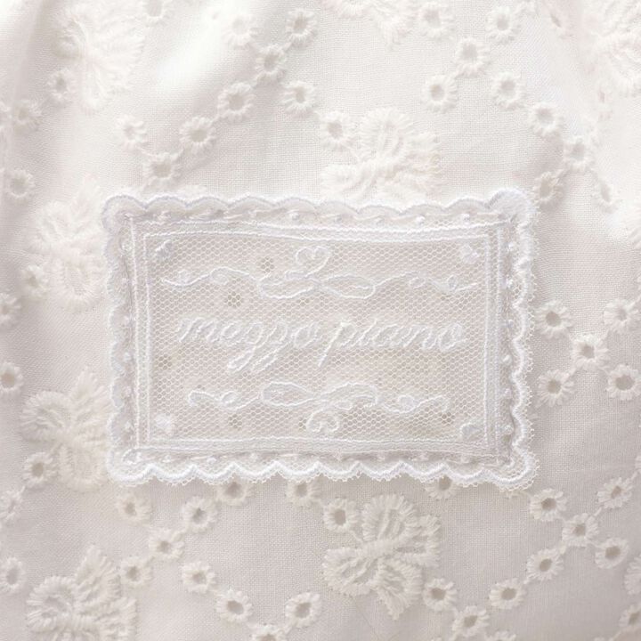 A4-Compatible Ribbon Pattern Lace Knapsack,Off white, medium image number 3