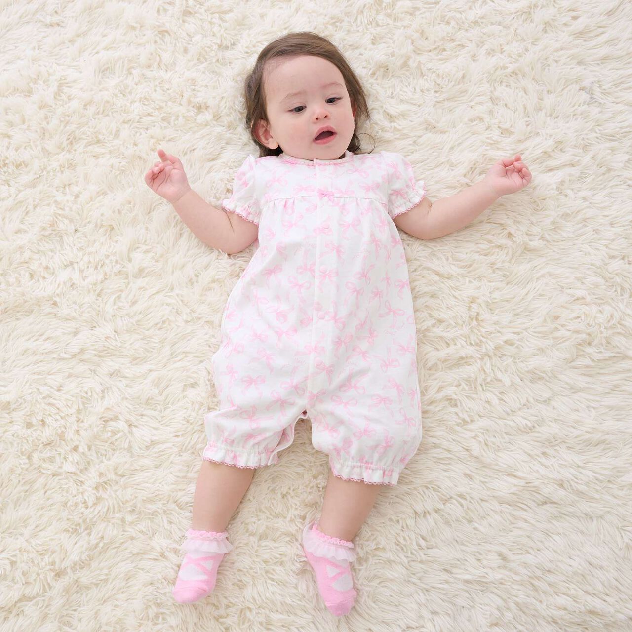 [Box Included] Ribbon Pattern Short-Sleeve 2-Way All-in-One & Bib Set,Sax blue, large image number 13