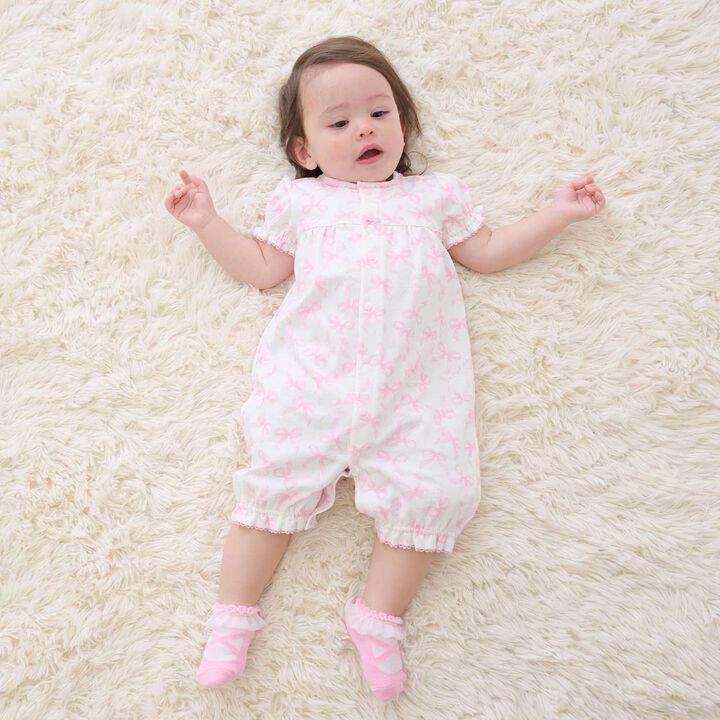 [Box Included] Ribbon Pattern Short-Sleeve 2-Way All-in-One & Bib Set,Sax blue, medium image number 13