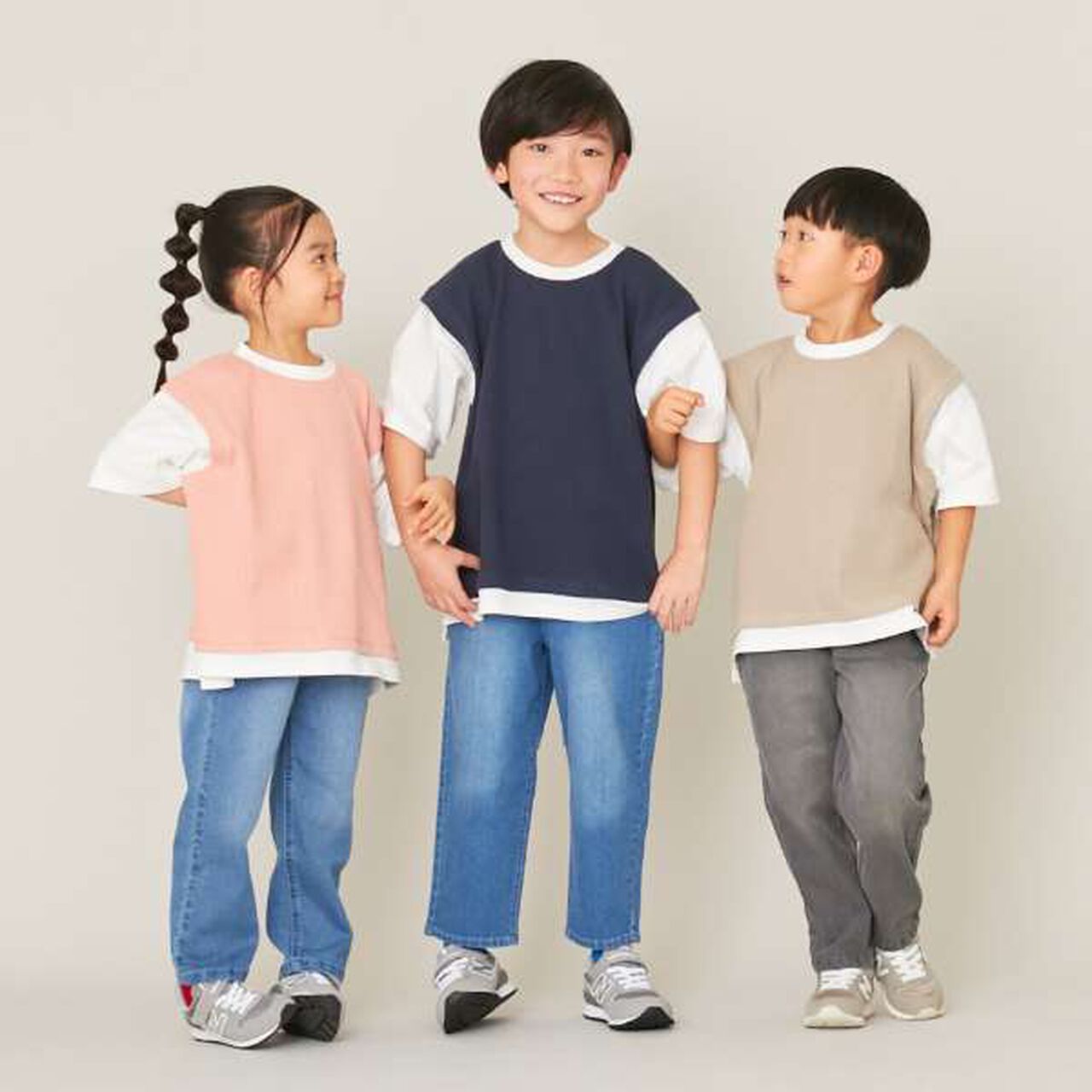 Waffle Vest Layered Short-Sleeve T-Shirt,Salmon pink, large image number 12