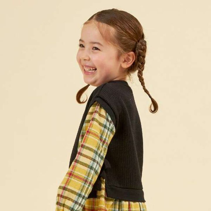 KP Layered Check One-Piece Dress [90-160],Black, medium image number 9