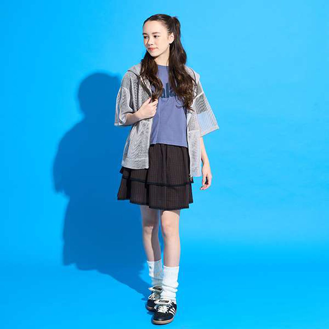 Tiered Frill Skirt with Shorts,Gray, large image number 23
