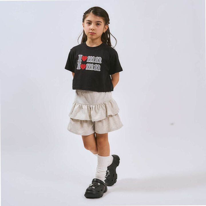 100% Cotton Logo Appliqu&eacute; Cropped Short Sleeve T-Shirt,Black, medium image number 1