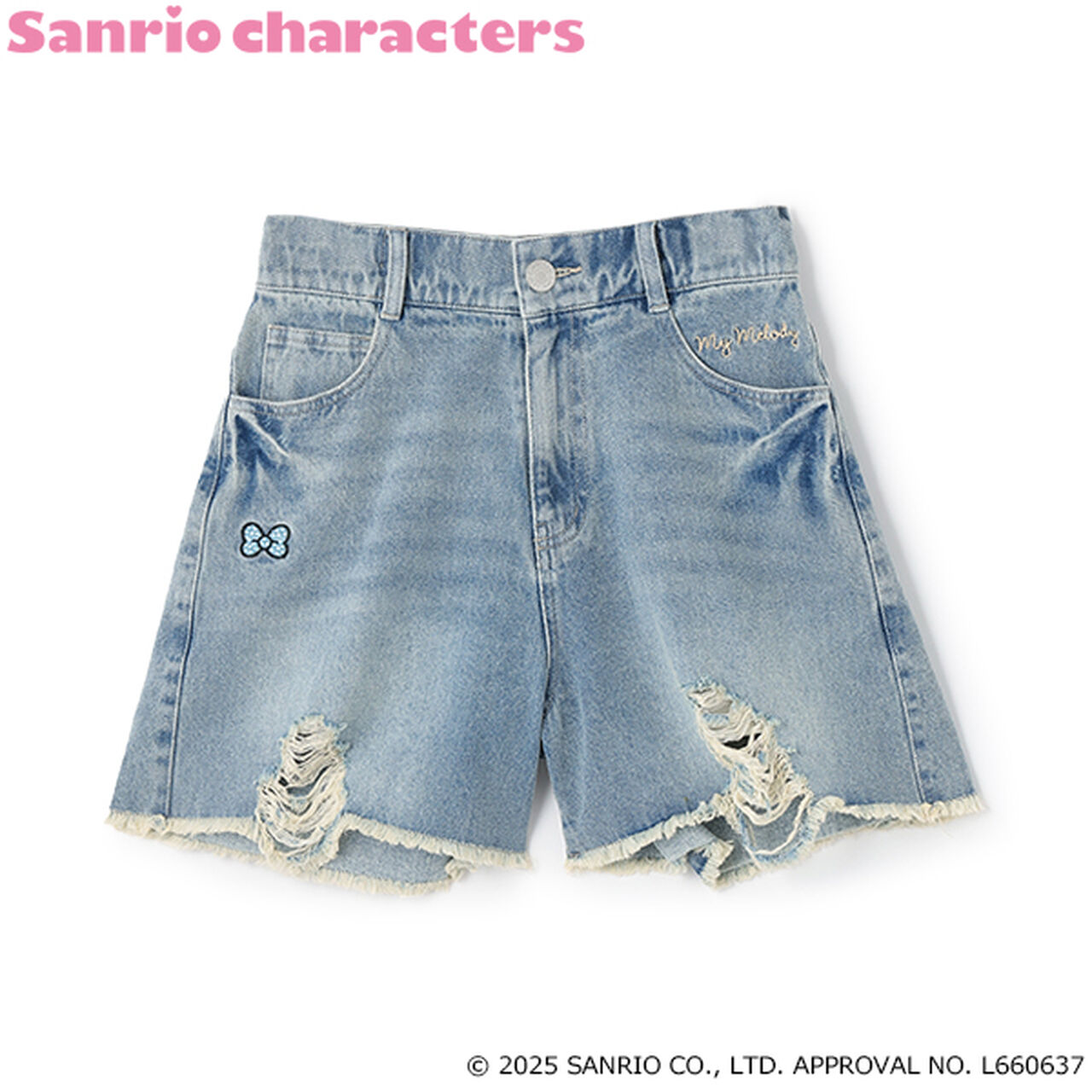 [My Melody & Kuromi] Distressed Shorts,Gray, large image number 19