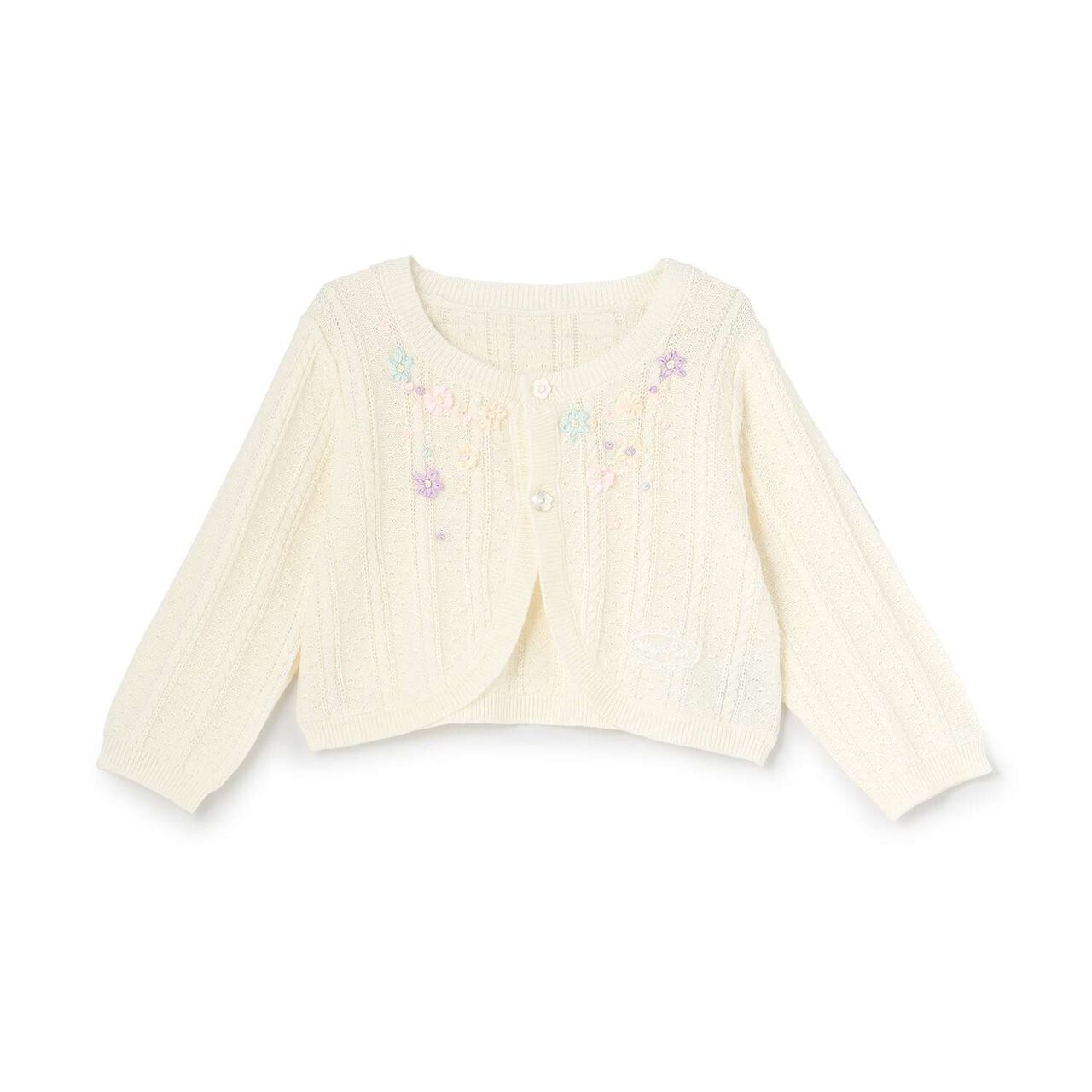 Ribbon Embroidered Knit Bolero,Off white, large image number 0