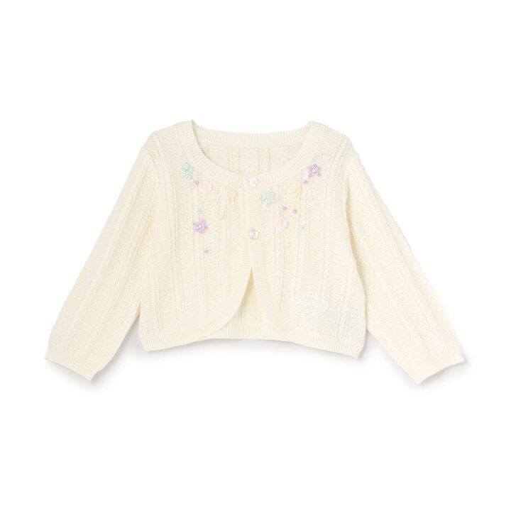 Ribbon Embroidered Knit Bolero,Off white, medium image number 0