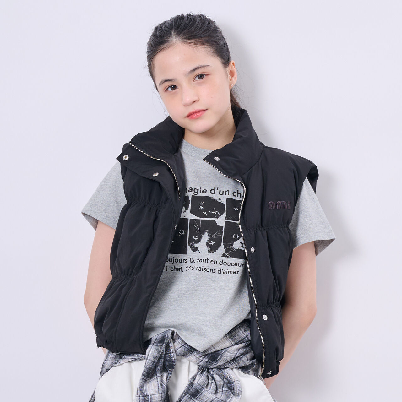 [AMI] Water-Repellent Padded Short Vest,Black, large image number 0