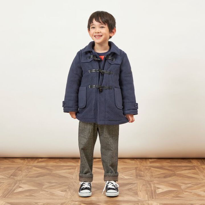 KP Boy Fleece Checkered Duffle Coat [90-130],Navy, medium image number 11