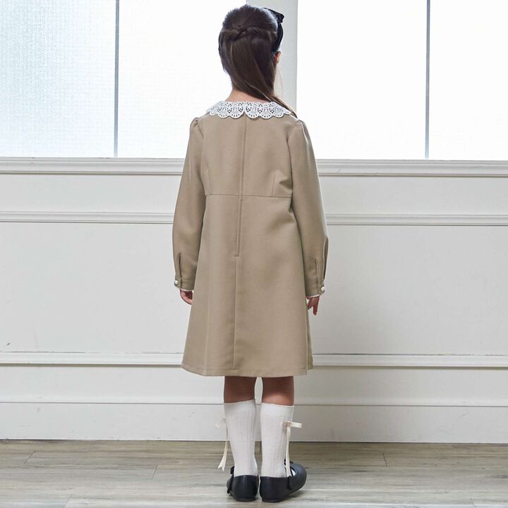 Semi-Formal Lace Collar One-Piece Dress,Beige, medium image number 2