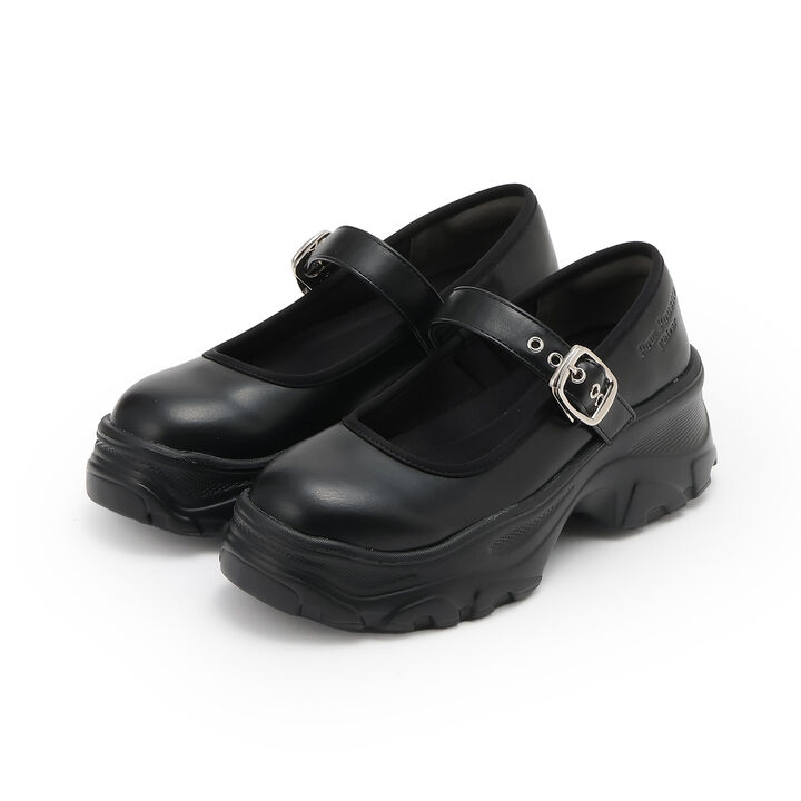 [Lightweight Sole] Plush Thick-Soled Ballet Sneakers,Black, medium image number 6