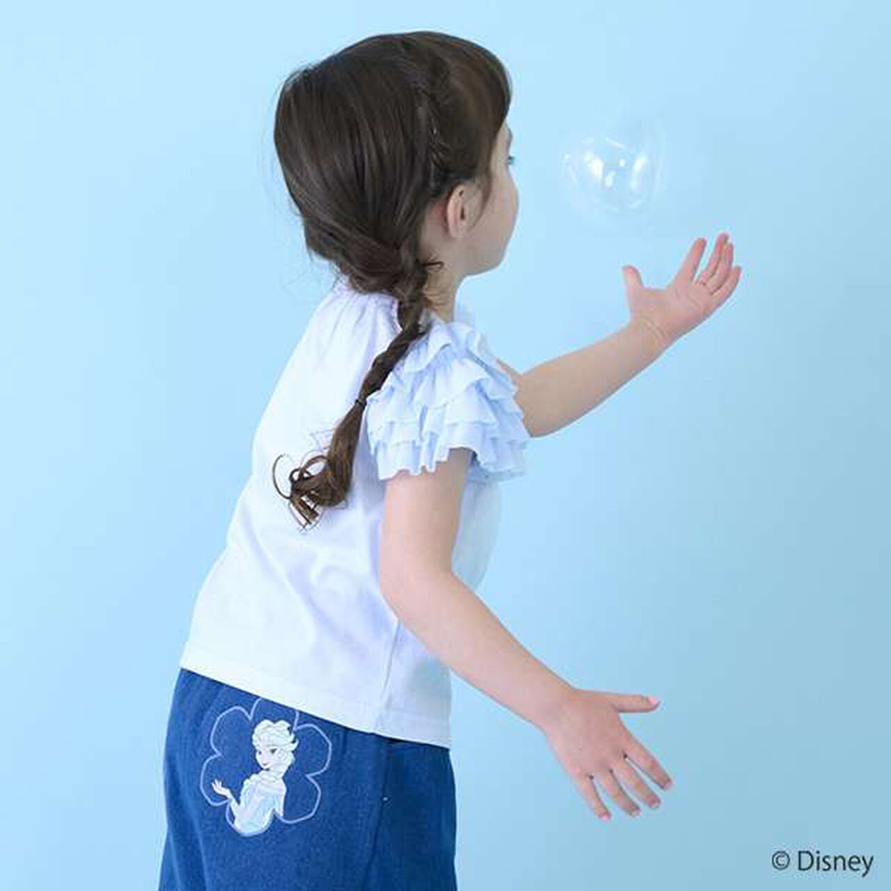 [Disney] Tulle Sleeve Graphic T-Shirt,Light blue, large image number 12