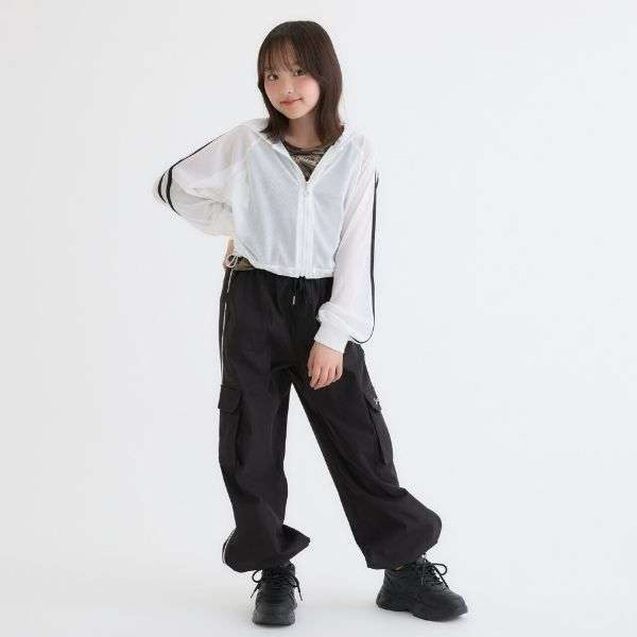 [3WAY] Mesh Hoodie & Camouflage Tank Set,Off white, large image number 3