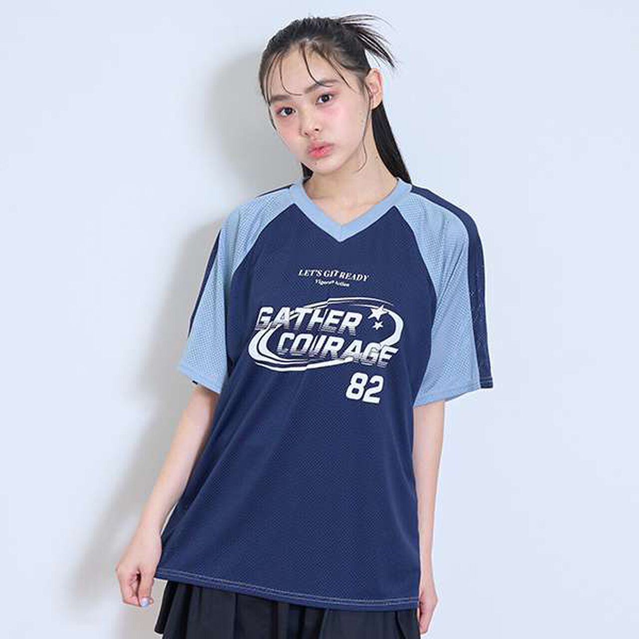 Loose Mesh Game T,Navy, large image number 0