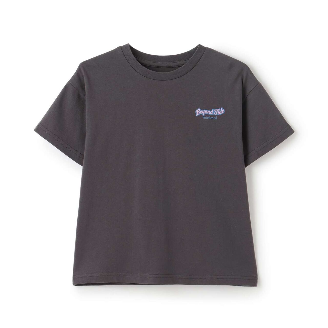 Loose Short Sleeve T-Shirt with Back Patch,Charcoal gray, large image number 16