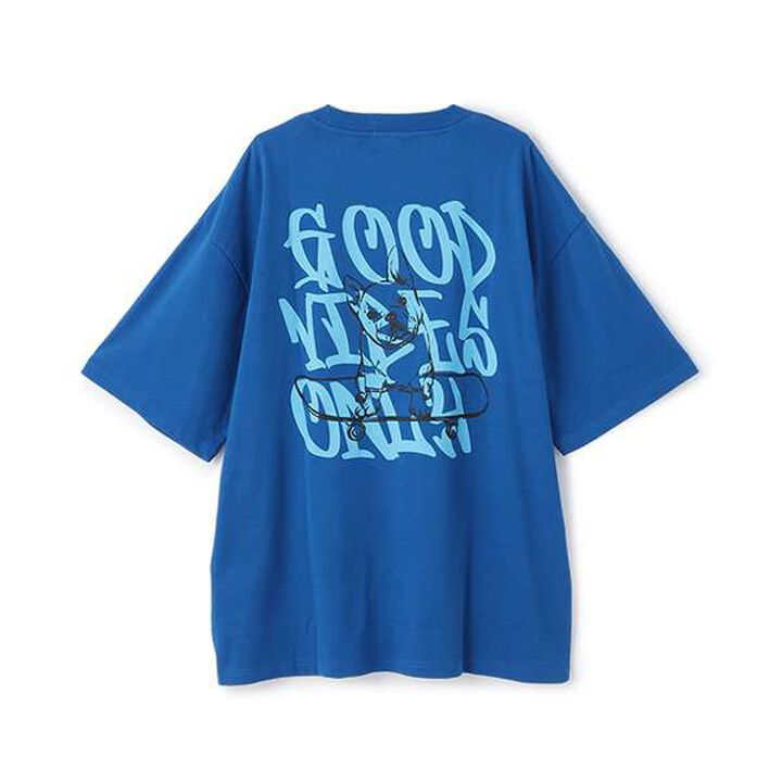 [Cool Touch] High Cool Cotton Dog Print Short Sleeve T-Shirt,Blue, medium image number 3