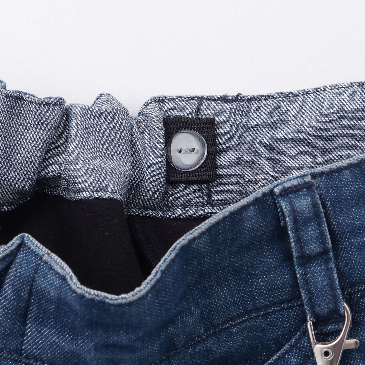 Lame Denim Tiered Skirt with Tail Charm,Navy, large image number 3