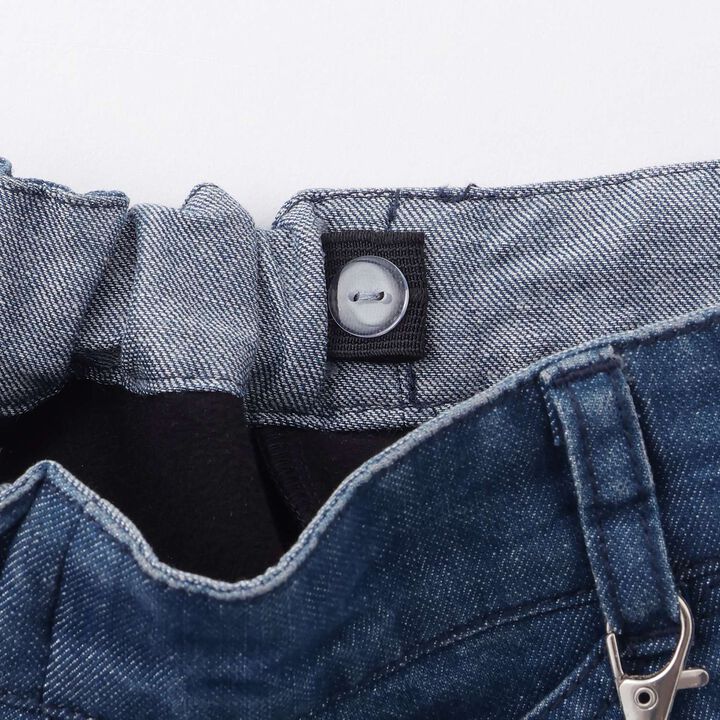 Lame Denim Tiered Skirt with Tail Charm,Navy, medium image number 3