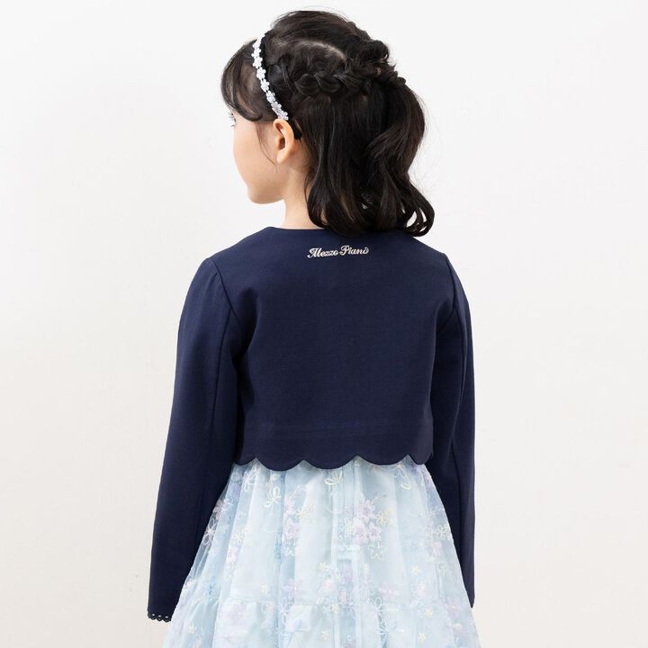 Flower Motif Scalloped Hem Jacket,Navy, medium image number 17