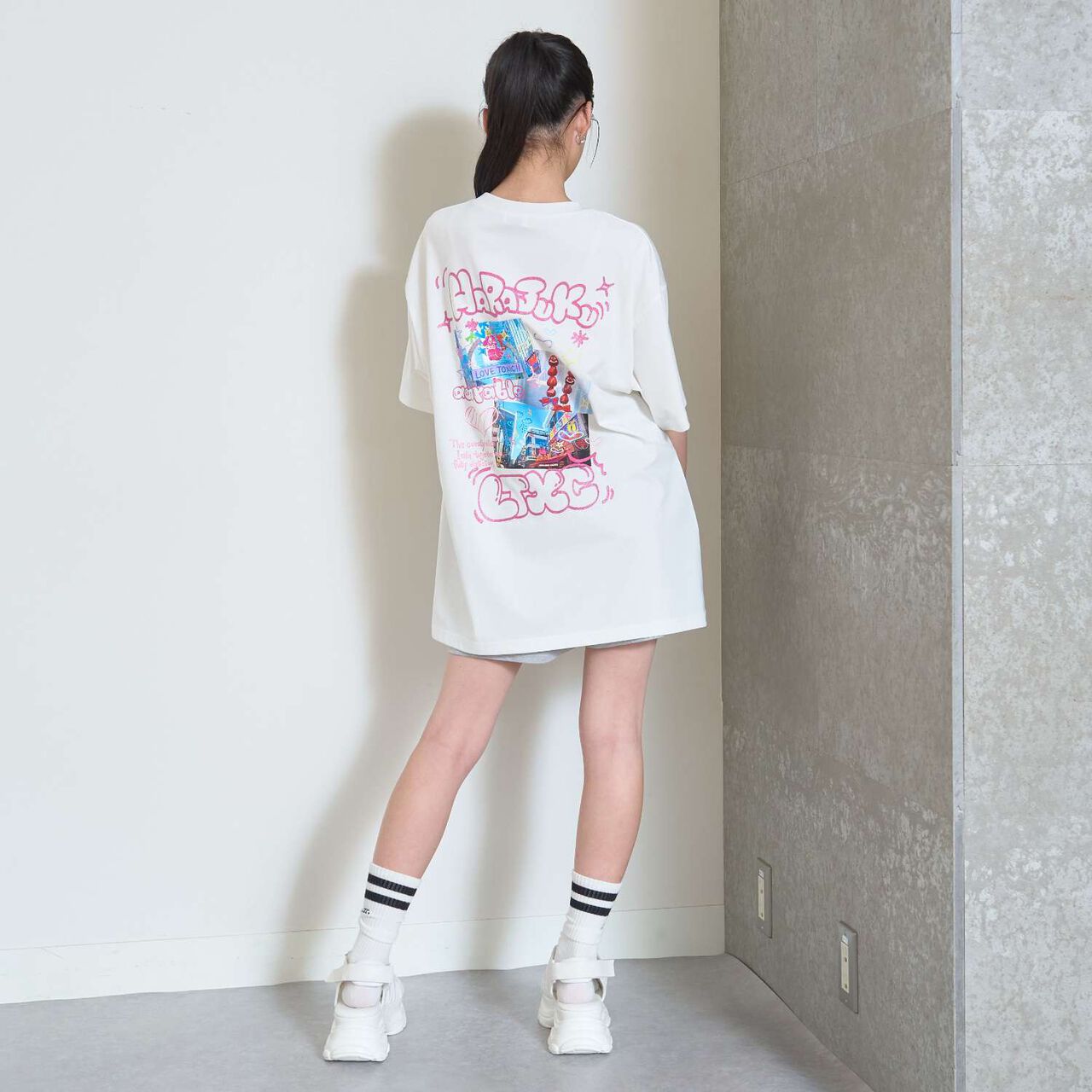 graffiti shirt dress LTXC/Multi-Function] Photo Graffiti Tunic T-Shirt Dress